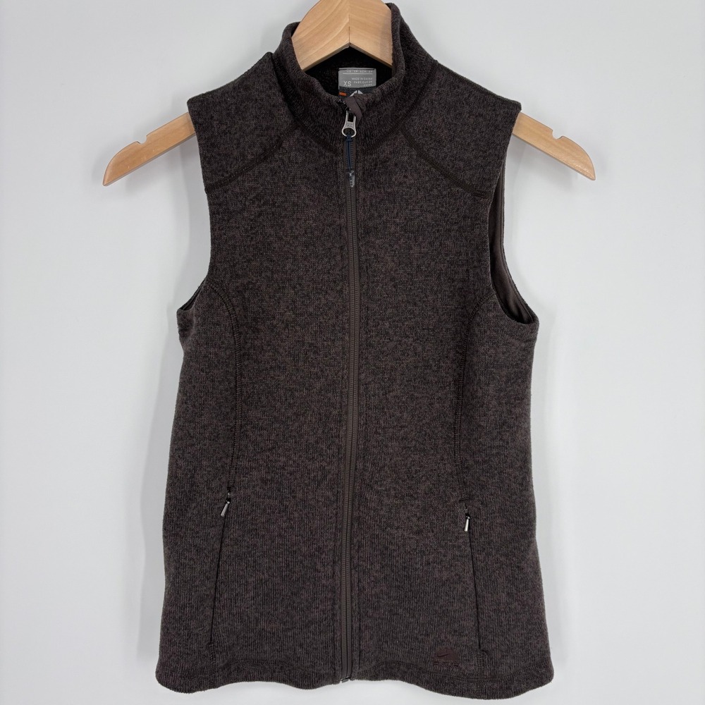 VTG Nike ACG Fleece Vest Womens XS Brown Full Zip Sweater Knit Gorpcore Outdoor